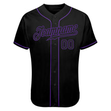 Load image into Gallery viewer, Custom Black Black-Purple Authentic Skull Fashion Baseball Jersey
