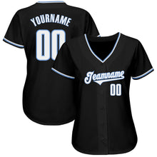 Load image into Gallery viewer, Custom Black White-Light Blue Authentic Baseball Jersey
