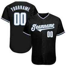 Load image into Gallery viewer, Custom Black White-Light Blue Authentic Baseball Jersey
