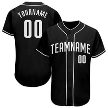 Load image into Gallery viewer, Custom Black White Authentic Baseball Jersey

