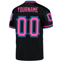 Load image into Gallery viewer, Custom Black Pink-Powder Blue Mesh Authentic Throwback Football Jersey
