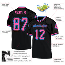 Load image into Gallery viewer, Custom Black Pink-Powder Blue Mesh Authentic Throwback Football Jersey
