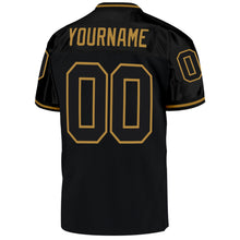 Load image into Gallery viewer, Custom Black Black-Old Gold Mesh Authentic Throwback Football Jersey
