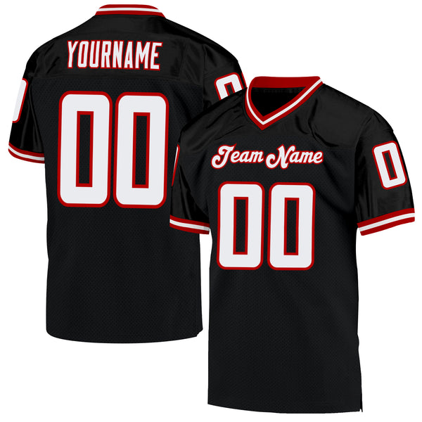 Custom Grass Green Red-Black Mesh Authentic Throwback Football Jersey  Discount