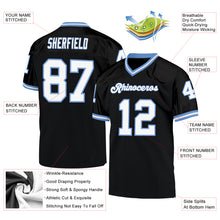 Load image into Gallery viewer, Custom Black White-Light Blue Mesh Authentic Throwback Football Jersey
