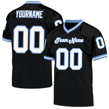 Load image into Gallery viewer, Custom Black White-Light Blue Mesh Authentic Throwback Football Jersey
