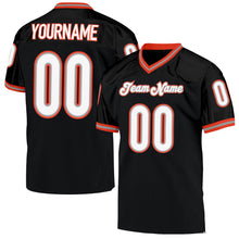 Load image into Gallery viewer, Custom Black White-Orange Mesh Authentic Throwback Football Jersey
