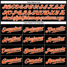 Load image into Gallery viewer, Custom Black White Pinstripe Orange-White Authentic Baseball Jersey
