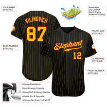 Load image into Gallery viewer, Custom Black Gold Pinstripe Gold-Red Authentic Baseball Jersey

