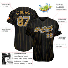 Load image into Gallery viewer, Custom Black Old Gold Pinstripe Old Gold-White Authentic Baseball Jersey
