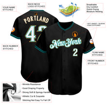 Load image into Gallery viewer, Custom Black White-Teal Authentic Baseball Jersey
