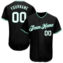 Load image into Gallery viewer, Custom Black White-Kelly Green Authentic Baseball Jersey
