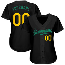 Load image into Gallery viewer, Custom Black Gold-Kelly Green Authentic Baseball Jersey
