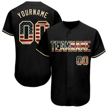 Load image into Gallery viewer, Custom Black Vintage USA Flag-Cream Authentic Baseball Jersey
