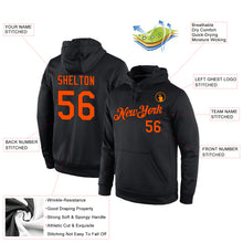 Load image into Gallery viewer, Custom Stitched Black Orange Sports Pullover Sweatshirt Hoodie
