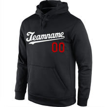 Load image into Gallery viewer, Custom Stitched Black White-Red Sports Pullover Sweatshirt Hoodie
