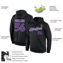 Load image into Gallery viewer, Custom Stitched Black Purple-White Sports Pullover Sweatshirt Hoodie
