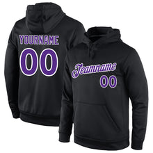Load image into Gallery viewer, Custom Stitched Black Purple-White Sports Pullover Sweatshirt Hoodie
