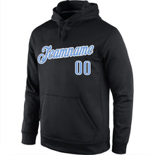 Load image into Gallery viewer, Custom Stitched Black Light Blue-White Sports Pullover Sweatshirt Hoodie
