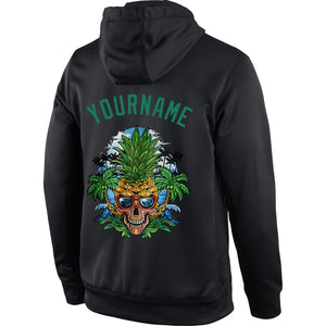 Custom Stitched Black Kelly Green-Gold 3D Skull Pineapple Head Sports Pullover Sweatshirt Hoodie