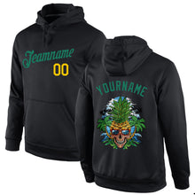 Load image into Gallery viewer, Custom Stitched Black Kelly Green-Gold 3D Skull Pineapple Head Sports Pullover Sweatshirt Hoodie
