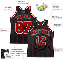 Load image into Gallery viewer, Custom Black Red Pinstripe Red-White Authentic Throwback Basketball Jersey
