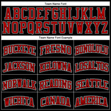 Load image into Gallery viewer, Custom Black Red Pinstripe Red-White Authentic  Basketball Jersey
