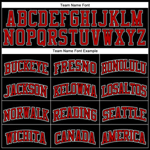 Custom Black Red Pinstripe Red-White Authentic  Basketball Jersey