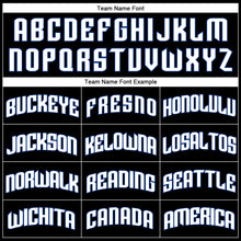 Load image into Gallery viewer, Custom Black White Pinstripe Royal-White Authentic  Basketball Jersey
