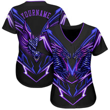 Load image into Gallery viewer, Custom Black Purple 3D Monster Authentic Baseball Jersey
