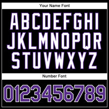 Load image into Gallery viewer, Custom Black White Pinstripe Purple-White Authentic Basketball Jersey
