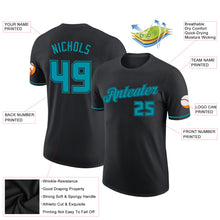 Load image into Gallery viewer, Custom Black Teal-Black Performance T-Shirt
