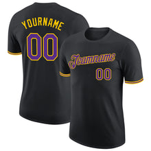 Load image into Gallery viewer, Custom Black Purple-Gold Performance T-Shirt
