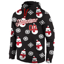 Load image into Gallery viewer, Custom Stitched Black Red-White Christmas 3D Sports Pullover Sweatshirt Hoodie
