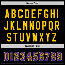 Load image into Gallery viewer, Custom Black Purple-Gold Hockey Jersey
