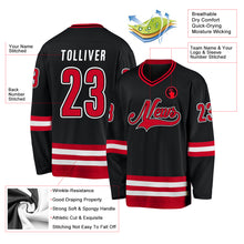 Load image into Gallery viewer, Custom Black Red-White Hockey Jersey
