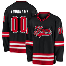 Load image into Gallery viewer, Custom Black Red-White Hockey Jersey
