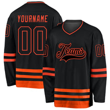 Load image into Gallery viewer, Custom Black Black-Orange Hockey Jersey
