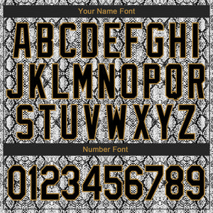 Custom Stitched Black Black-Old Gold 3D Pattern Design Snakeskin Sports Pullover Sweatshirt Hoodie