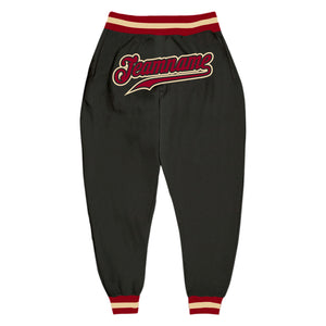 Custom Black Maroon-Crem Sports Pants