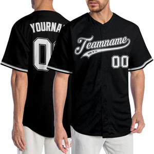 Custom Black White-Gray Authentic Baseball Jersey