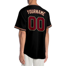 Load image into Gallery viewer, Custom Black Crimson-City Cream Authentic Baseball Jersey
