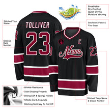 Load image into Gallery viewer, Custom Black Maroon-White Hockey Jersey
