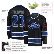 Load image into Gallery viewer, Custom Black Royal-Red Hockey Jersey
