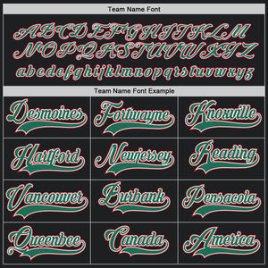 Custom Black Kelly Green-Red Hockey Jersey
