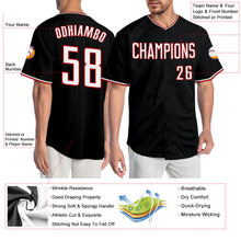 Load image into Gallery viewer, Custom Black White-Red Authentic Baseball Jersey

