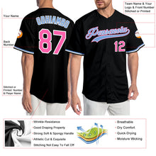 Load image into Gallery viewer, Custom Black Pink-Light Blue Authentic Baseball Jersey
