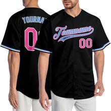 Load image into Gallery viewer, Custom Black Pink-Light Blue Authentic Baseball Jersey
