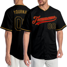 Load image into Gallery viewer, Custom Black Black-Red Authentic Baseball Jersey

