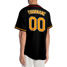 Load image into Gallery viewer, Custom Black Gold-Red Authentic Baseball Jersey
